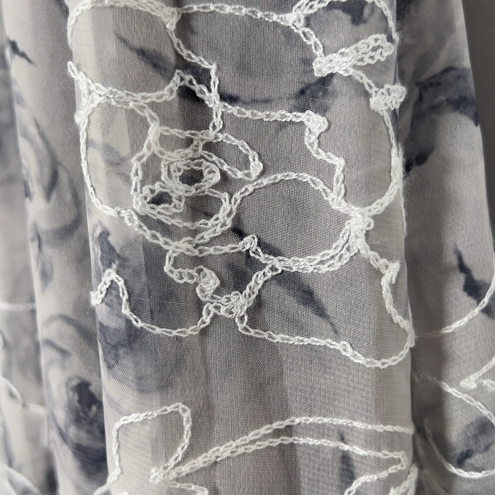 Baltic Born Embroidered Maxi Dress Sz 1XL Gray Puff Sleeve Square Neck Smocked - Picture 6 of 15
